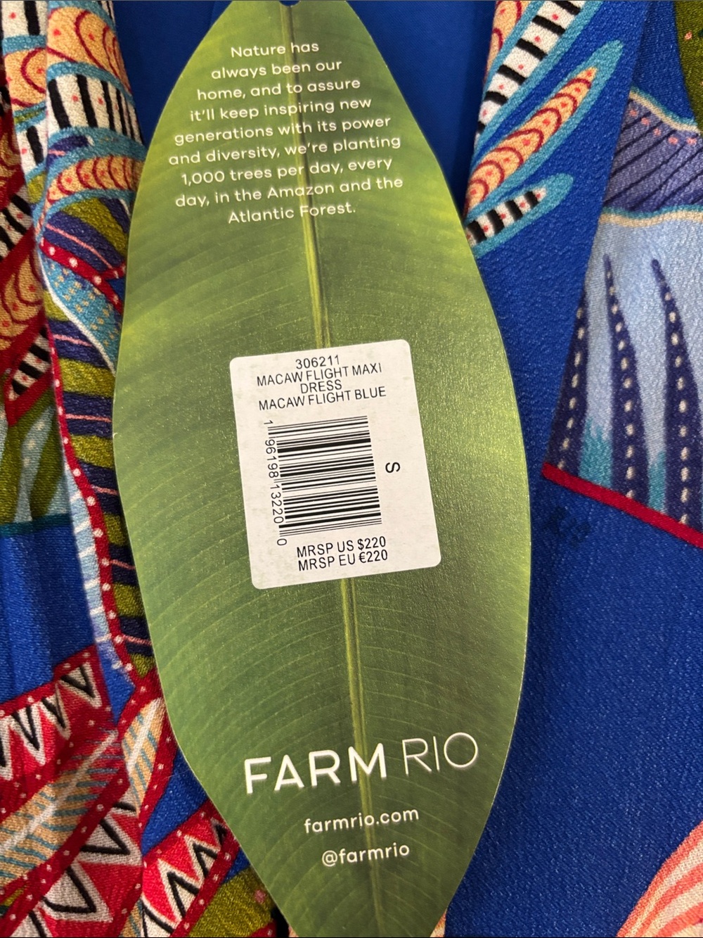FARM Rio Blue Tropical Leaf Maxi Dress - Picture 2 of 4